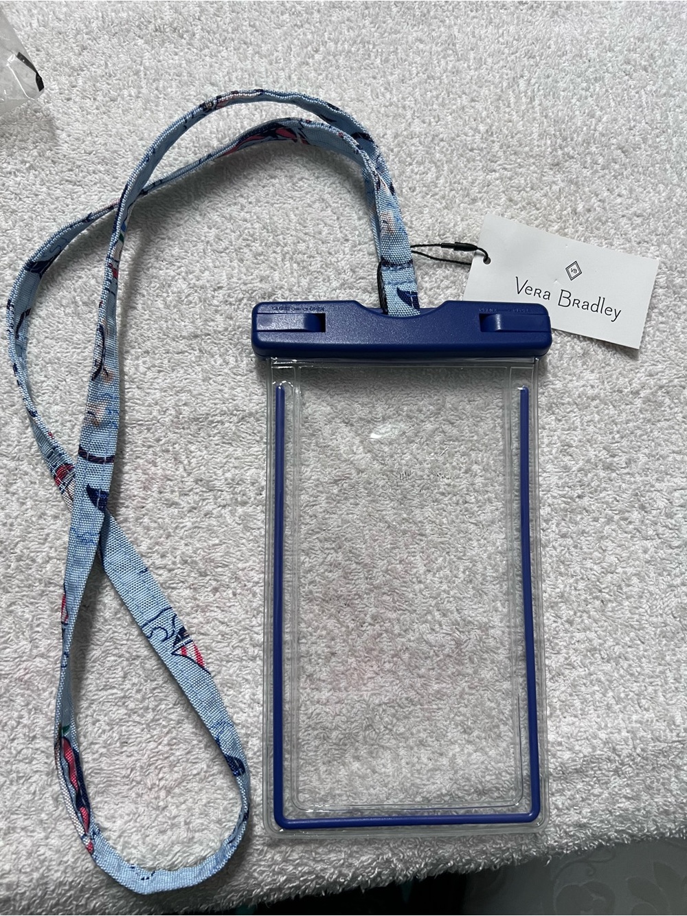 Vera Bradley Waterproof Phone Pouch w Lanyard Really Regatta NWT Blue Floral